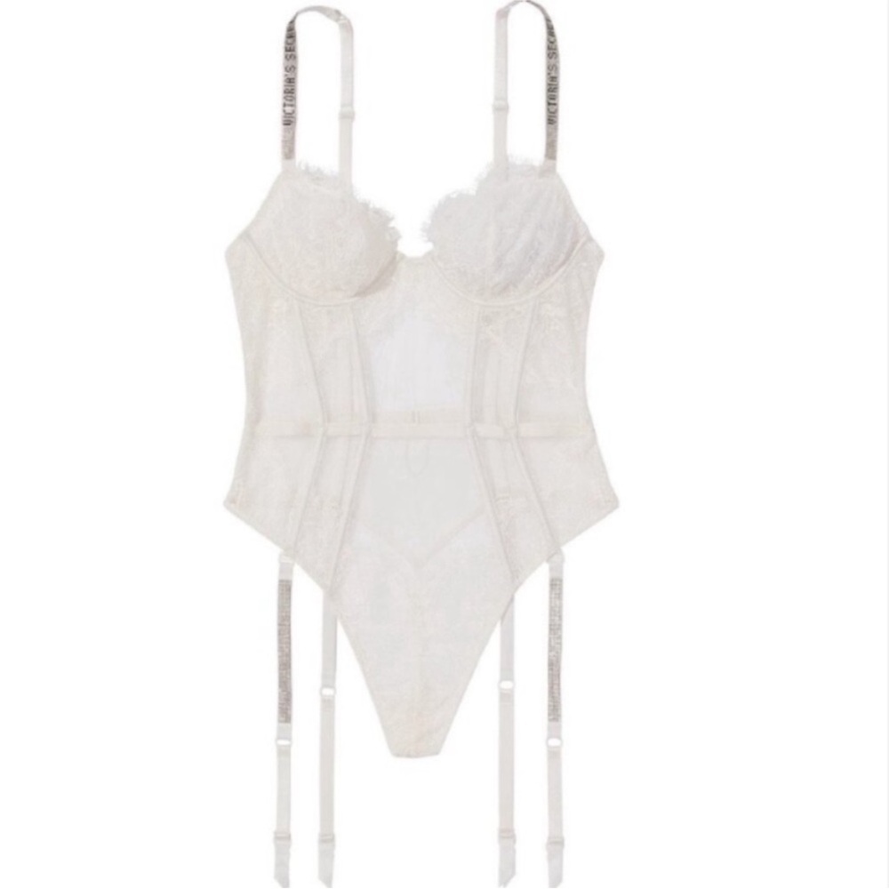 Victoria's Secret White Lace Bodysuit with Garters